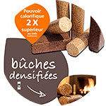 Bûches de bois densifiées